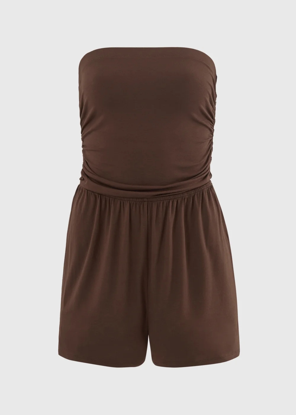 Chocolate Brown Plain Bandeau Playsuit - L Image 4