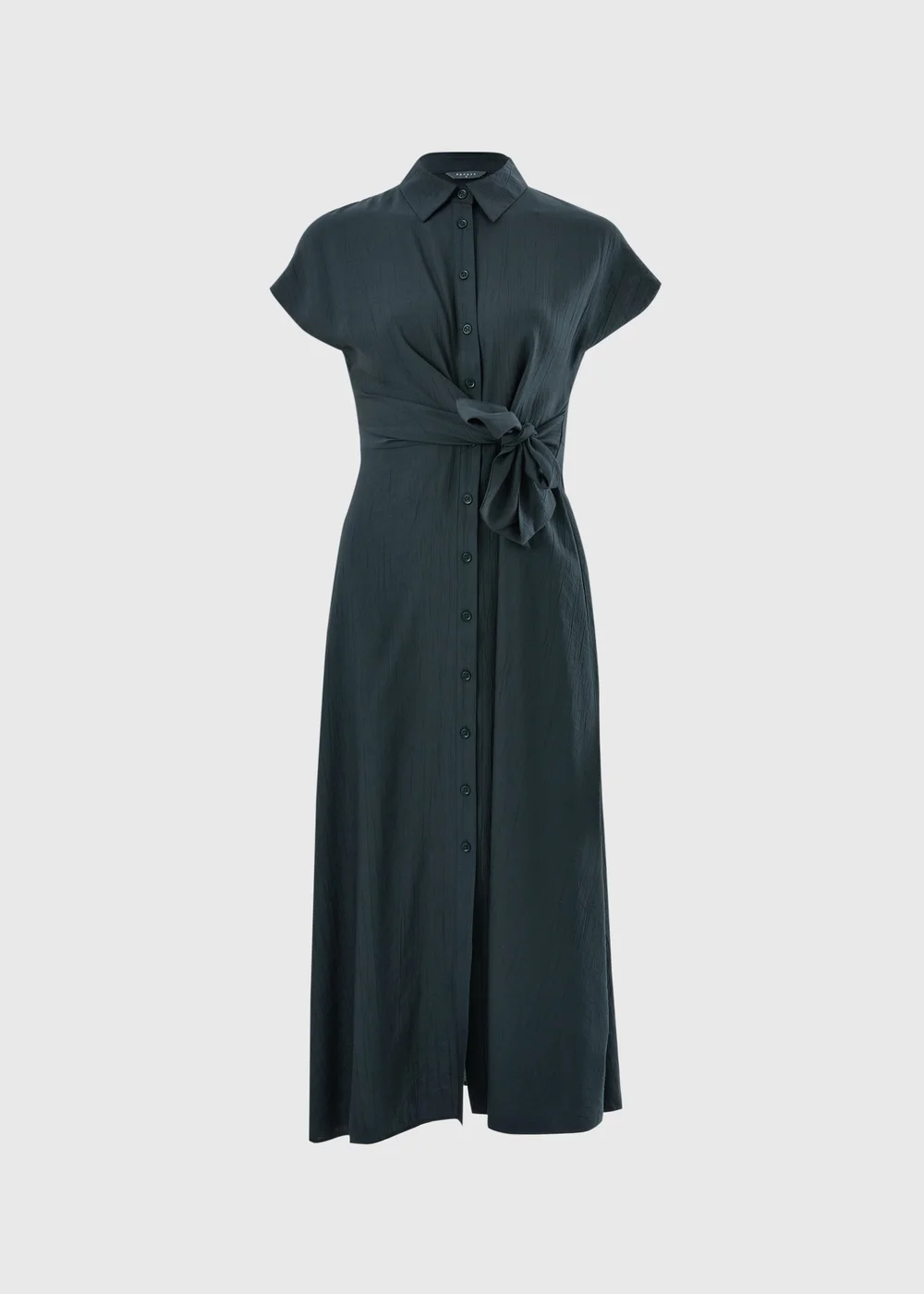 Navy Tie Front Midi Shirt Dress - 8 Image 4