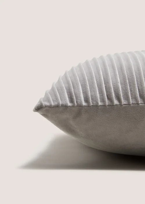 Grey Horizontal Pleat Cushion Image 2
