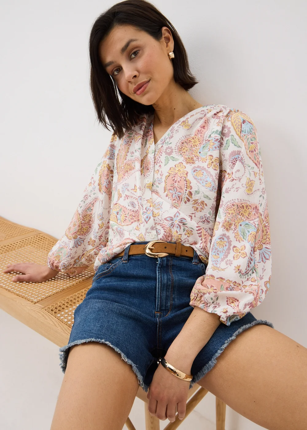 Orange Paisley Print Popover Blouse - 26 Image 1