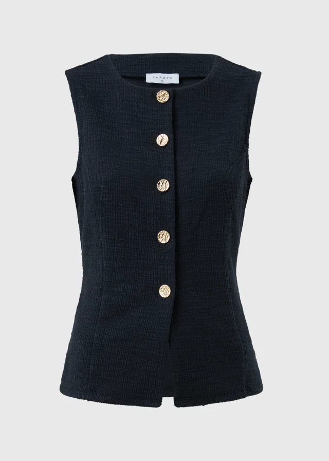 Navy Boucle Co Ord Waistcoat