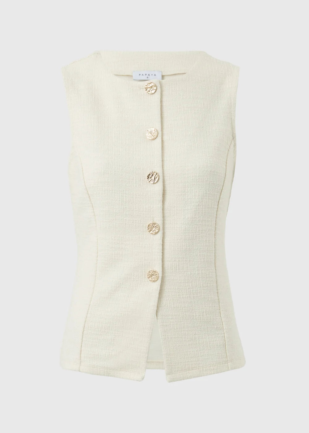 Stone Boucle Co Ord Waistcoat - Size 8 Image 1