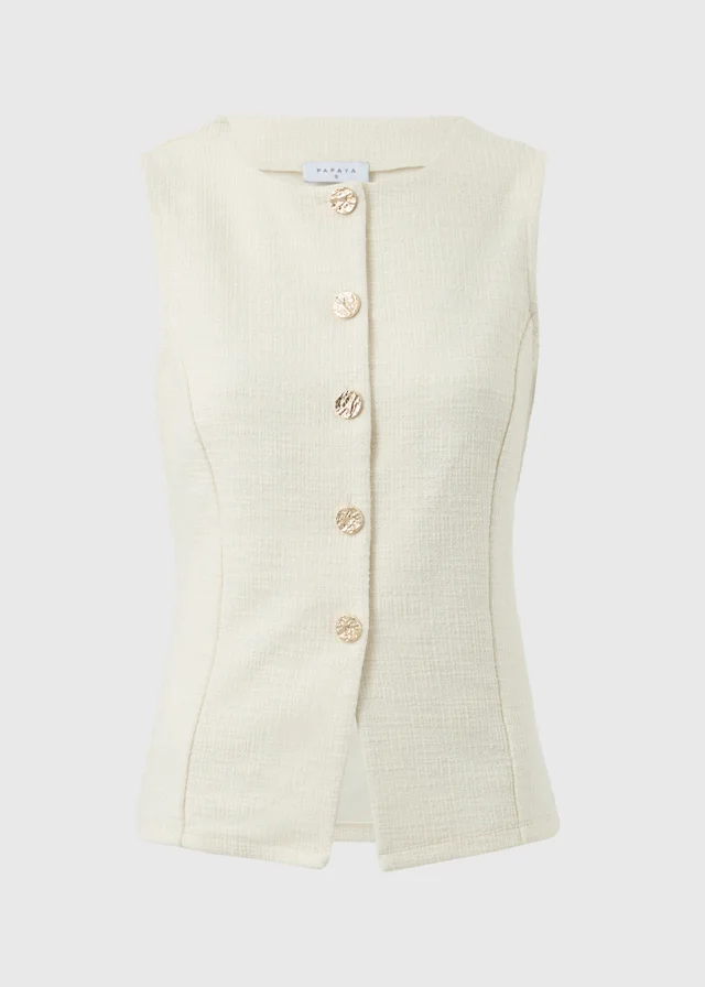 Stone Boucle Co Ord Waistcoat