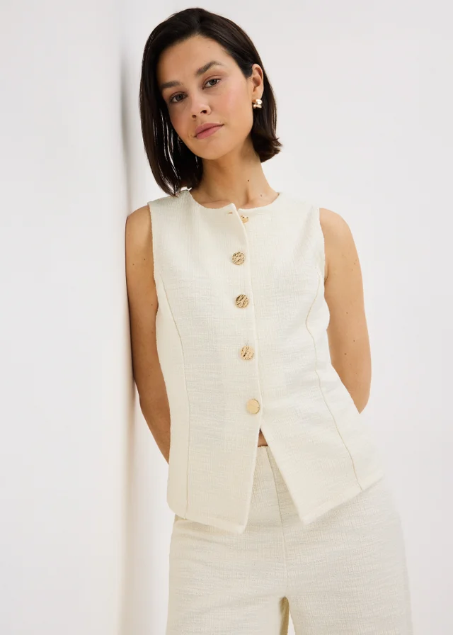 Stone Boucle Co Ord Waistcoat