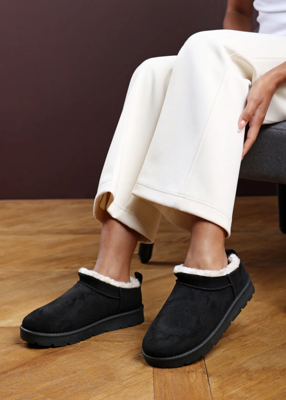 Where's That From Frances Cosy Black Faux-Faux Suede Fur Heel Boots - 6 Image 1