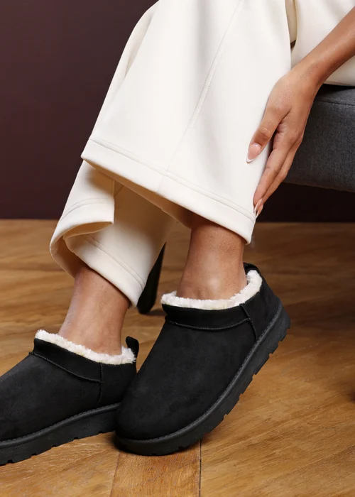 Where's That From Frances Cosy Black Faux-Faux Suede Fur Heel Boots - 6 Image 2