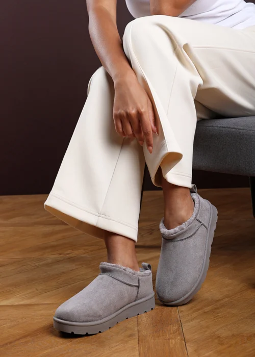 Where's That From Frances Cosy Grey Faux-Faux Suede Fur Heel Boots - 4 Image 2