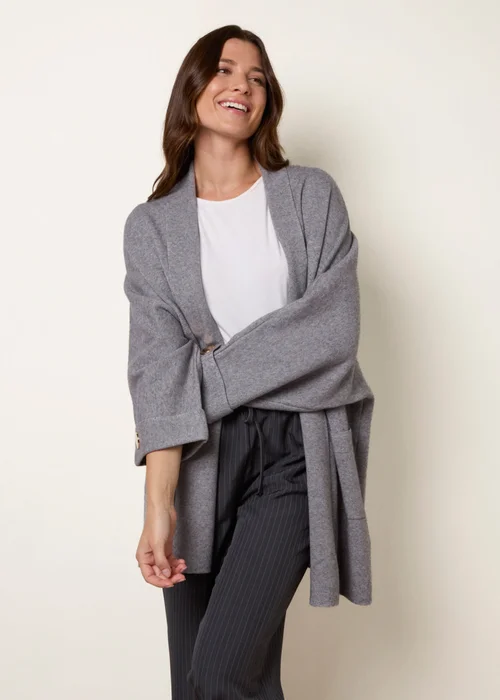 Blue Vanilla Grey Heavy Knit Cardigan - One Size Image 1