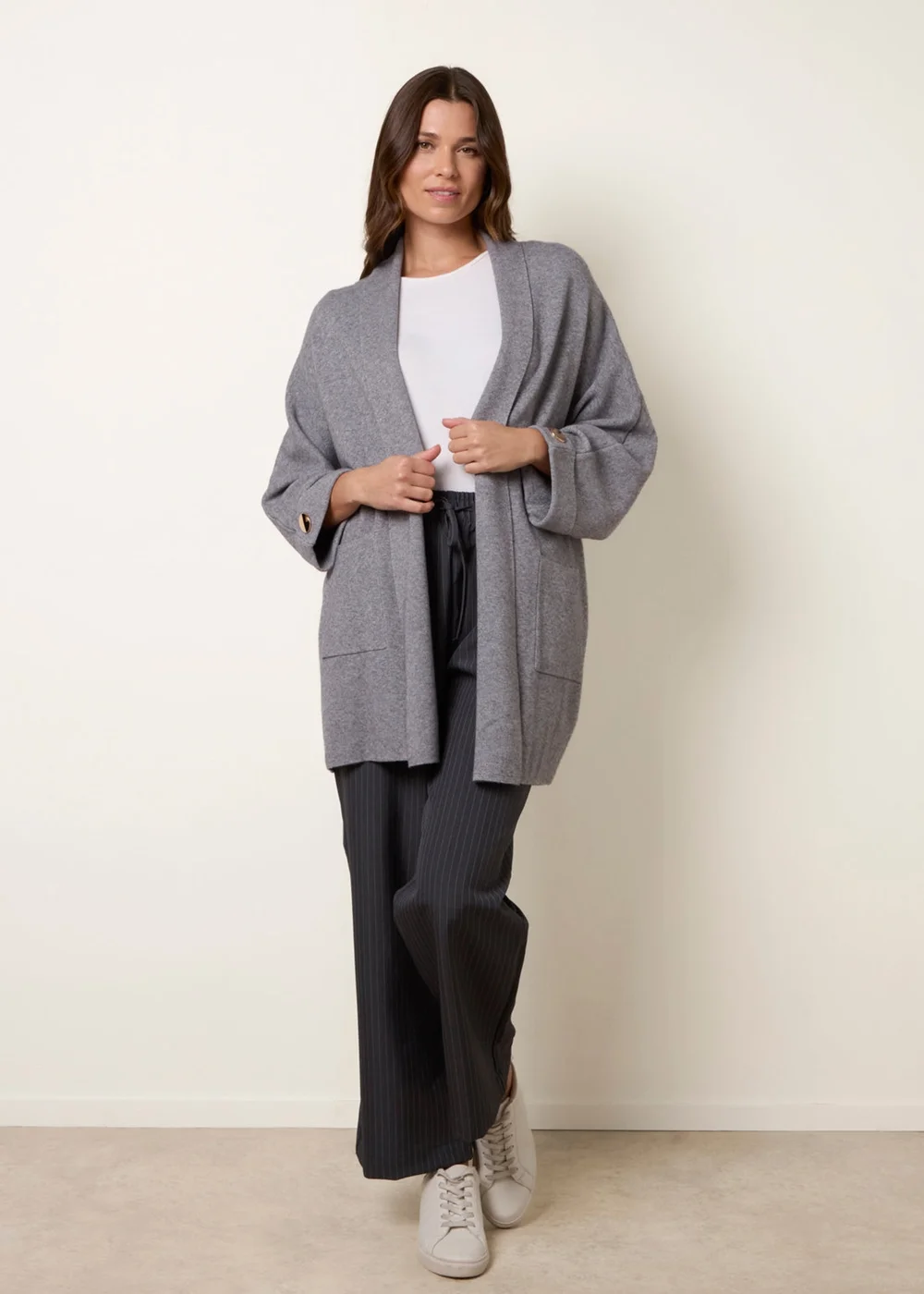 Blue Vanilla Grey Heavy Knit Cardigan - One Size Image 4