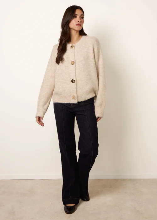 Blue Vanilla Beige Multi Gold Button Cardigan - Medium/Large Image 3