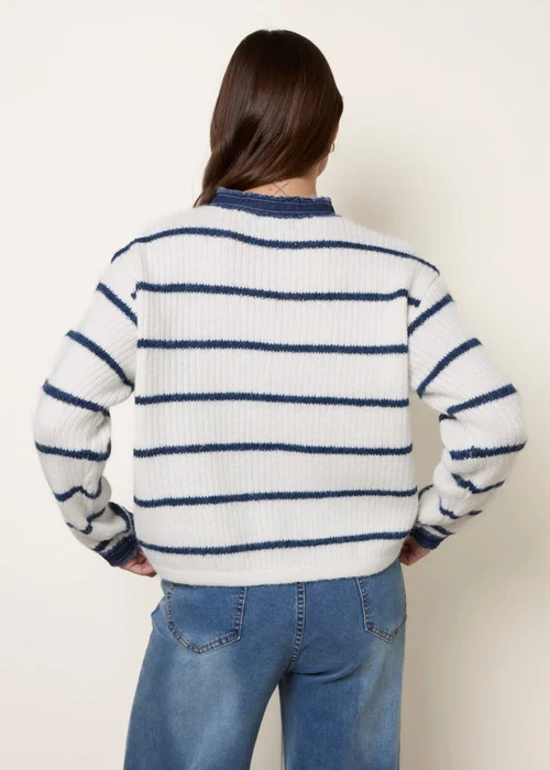 Blue Vanilla Ivory Stripe & Denim Cardigan - Medium/Large Image 4