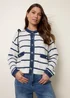 Blue Vanilla Ivory Stripe & Denim Cardigan - Medium/Large Image 2