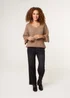 Blue Vanilla Beige Pointelle Knit Batwing Jumper - One Size Image 3
