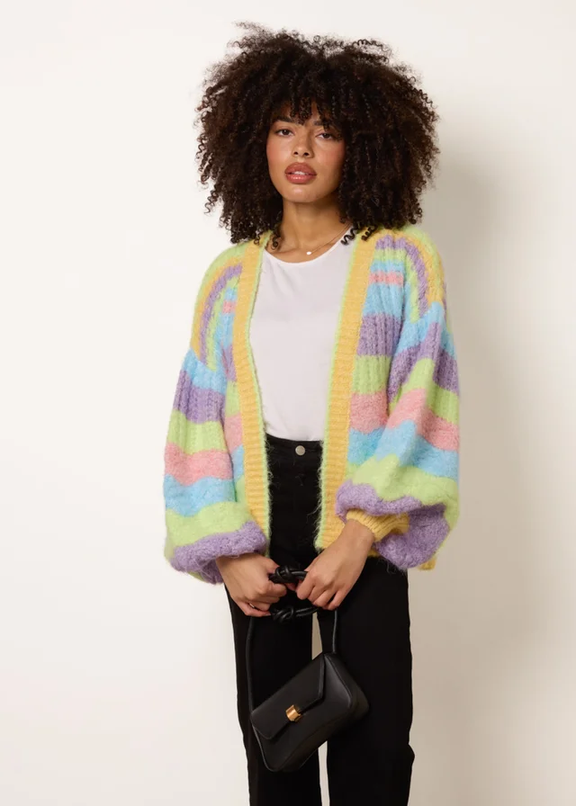 Blue Vanilla Multi Colourful Cardigan With Stripes
