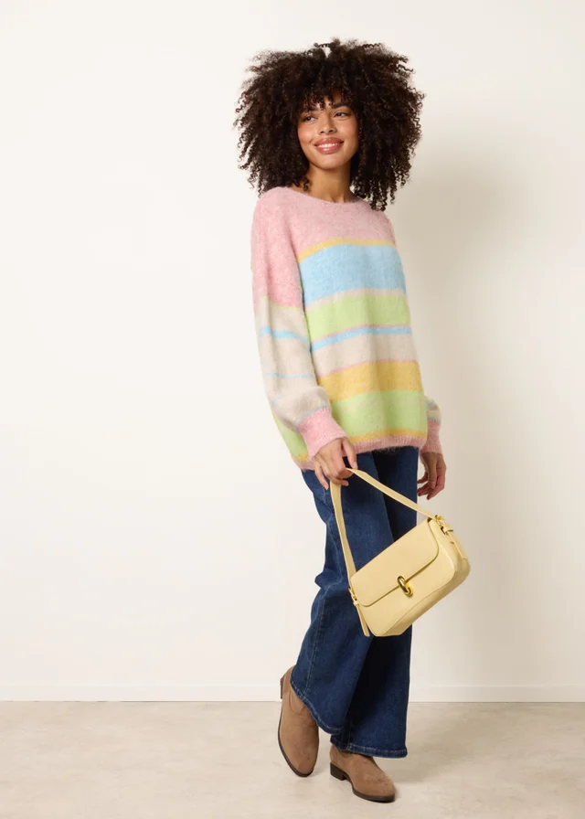 Blue Vanilla Multi Round Neck Stripe Jumper