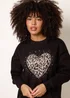 Blue Vanilla Black Love Heart Sweatshirt With Leopard Print - Small/Medium Image 3