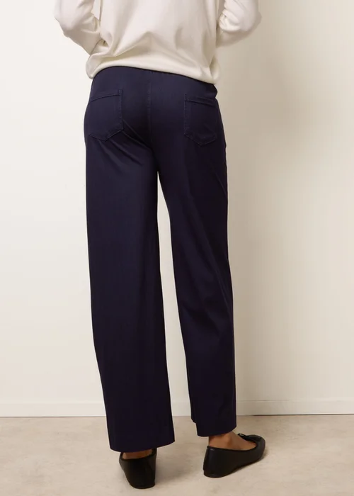 Blue Vanilla Navy Seam Detail Wide Leg Pants - Large Image 4