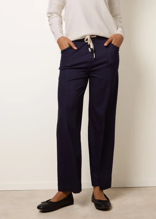 Blue Vanilla Navy Seam Detail Wide Leg Pants - Large Image 1