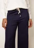 Blue Vanilla Navy Seam Detail Wide Leg Pants - Large Image 3