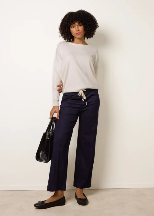 Blue Vanilla Navy Seam Detail Wide Leg Pants - Large Image 2