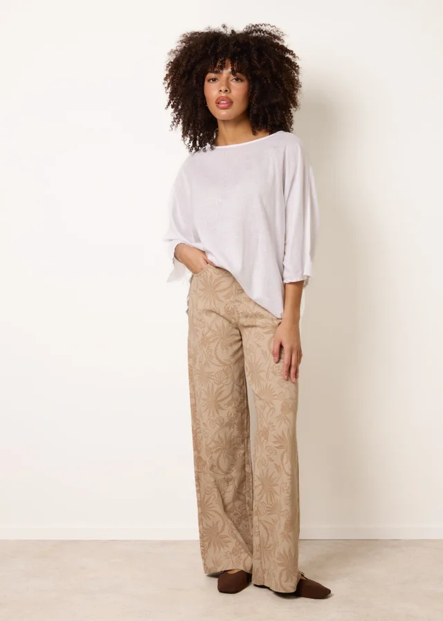 Blue Vanilla Stone Floral Printed Flared Jeans