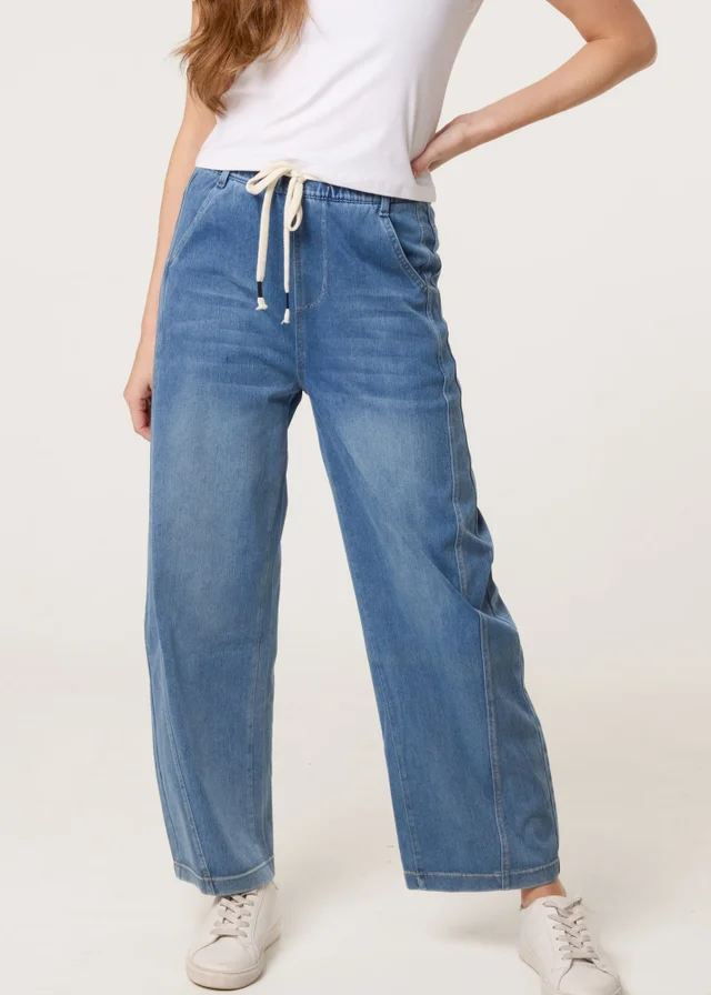 Blue Vanilla Blue Elastic Waist Seam Detail Jeans