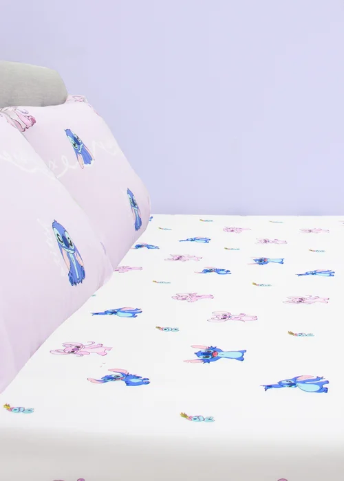 Disney Lilo & Stitch White Chill Fitted Sheet - Double Image 2
