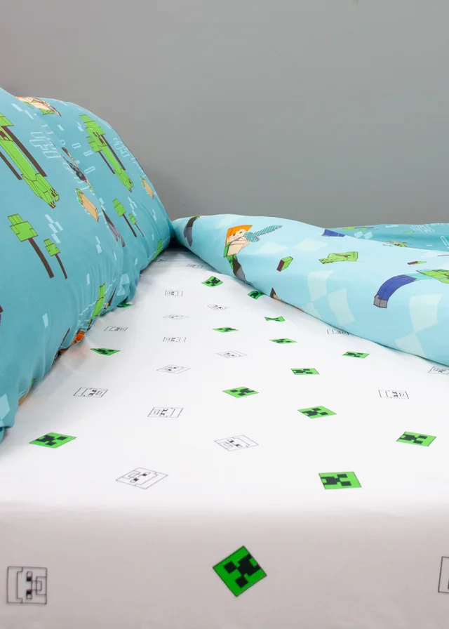 Minecraft Grids White Fitted Sheet