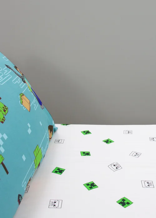 Minecraft Grids White Fitted Sheet - Single Image 2