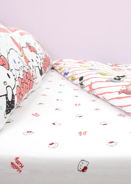Hello Kitty White Sleepover Fitted Sheet - Double Image 1