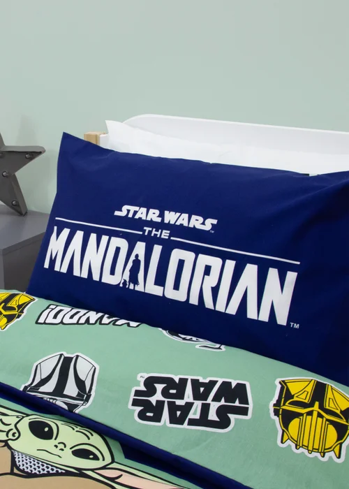 Star Wars Mandalorian Friend Blue Duvet Cover - Single Image 4