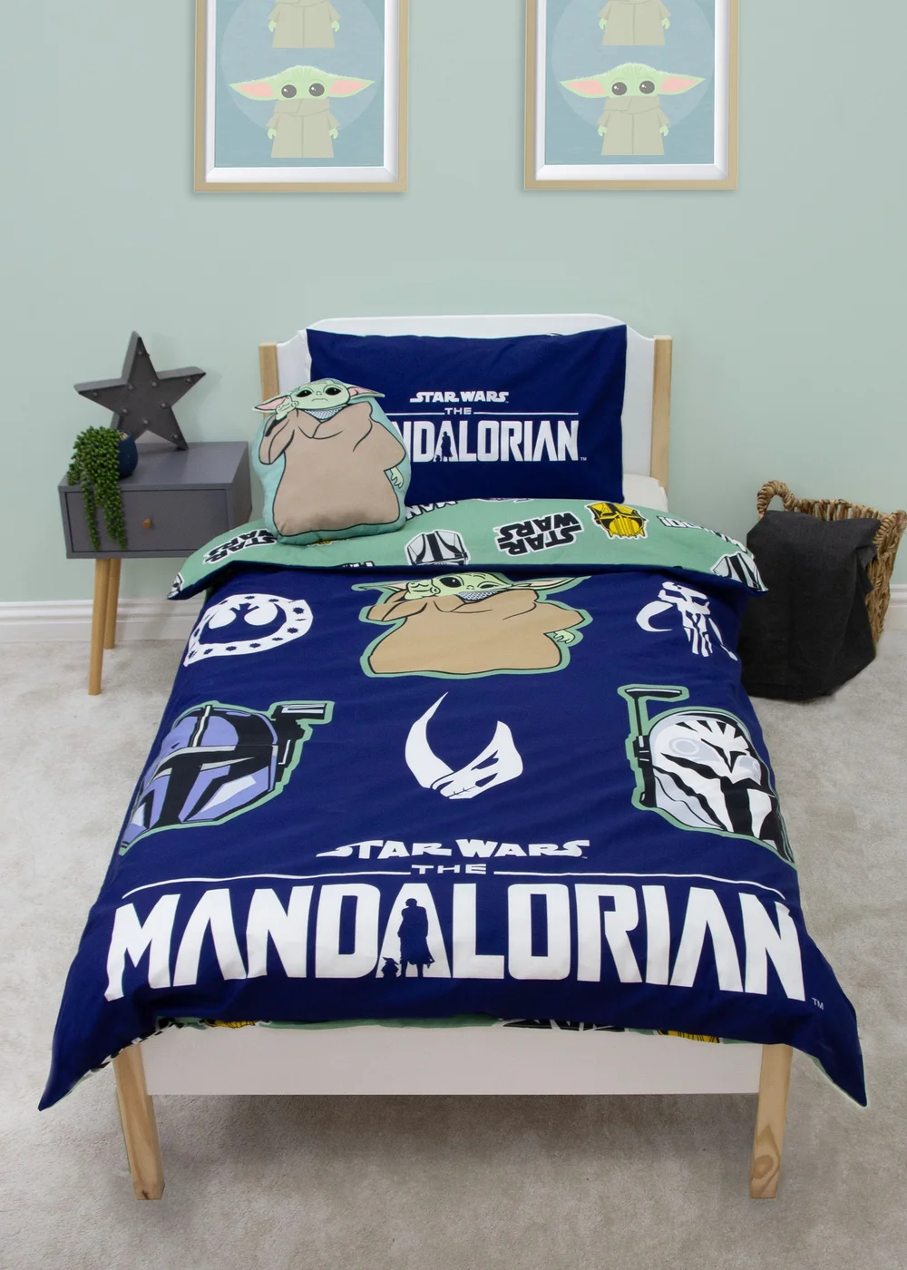 Star Wars Mandalorian Friend Blue Duvet Cover - Single Image 1