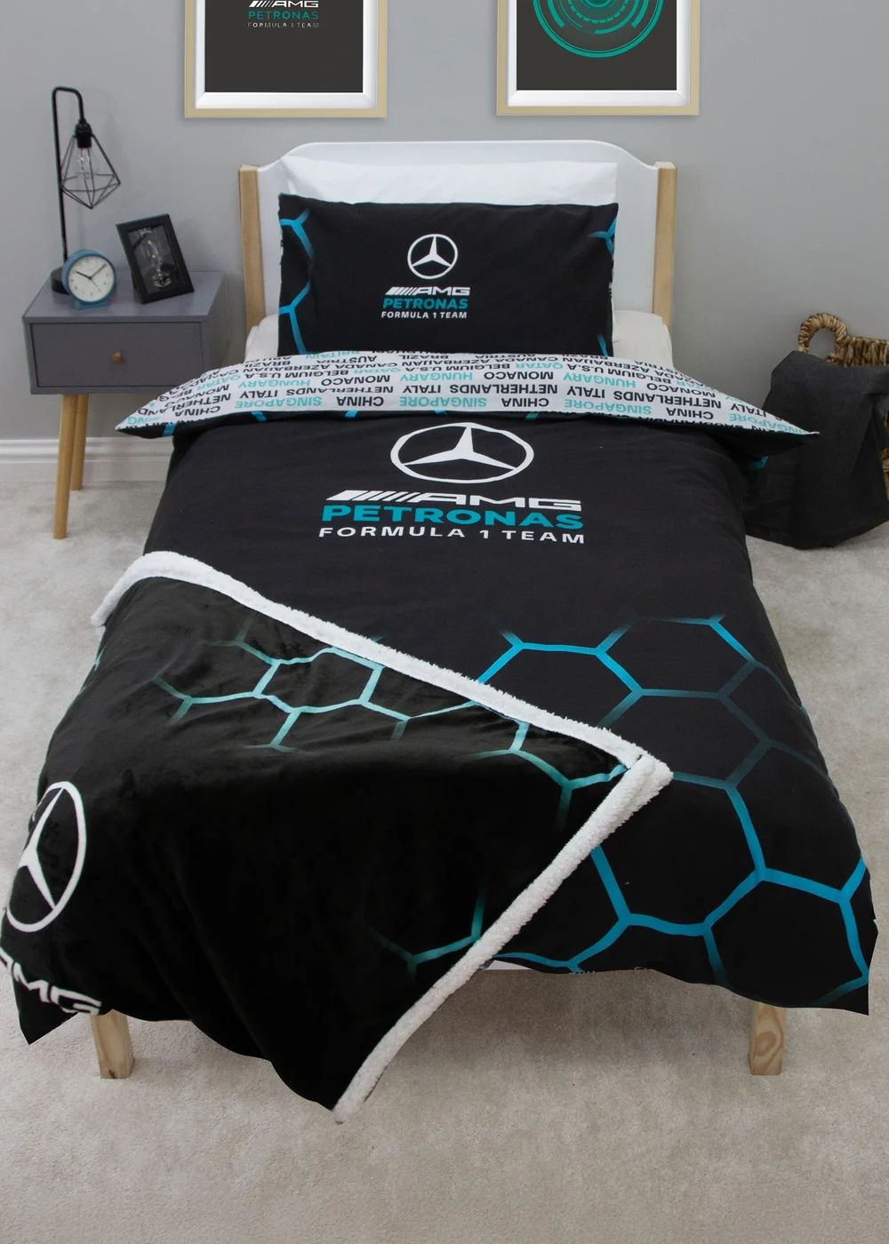 Mercedes AMG Petronas Black Ridge Duvet Cover - Single Image 1