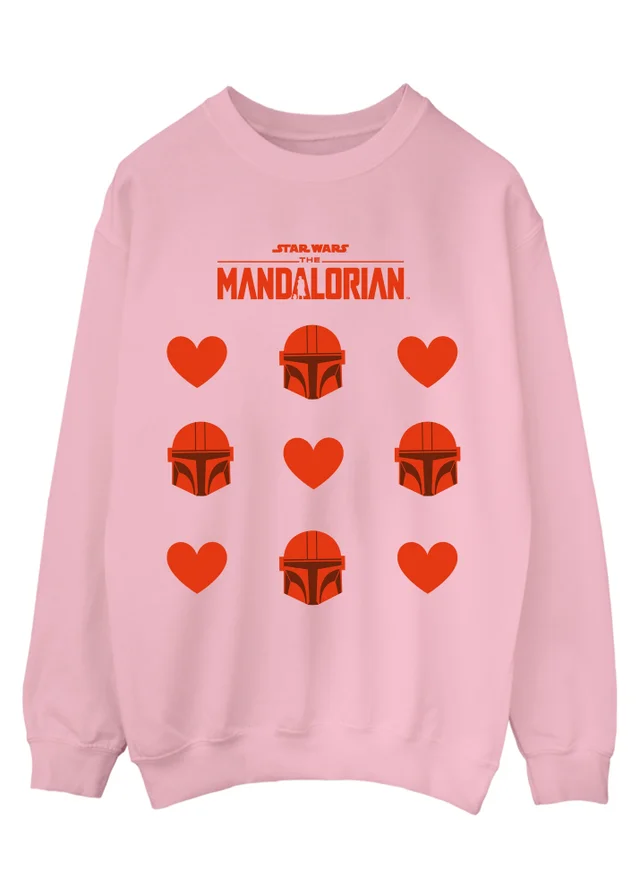 Spiral Galaxy Star Wars Mandalorian Grid Hearts Pink Graphic Sweatshirt