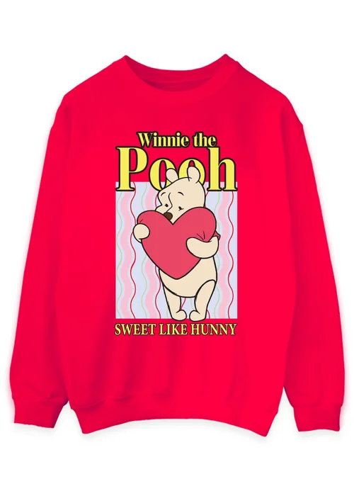 Spiral Galaxy Disney Winnie The Pooh How Sweet Red Graphic Sweatshirt - Small Image 1
