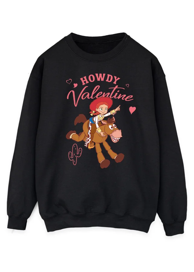 Spiral Galaxy Disney Toy Story Howdy Valentine Black Graphic Sweatshirt