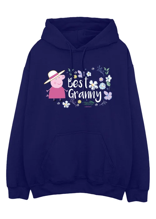 Peppa Pig Best Granny Navy Blue Graphic Hoodie - Small Image 1