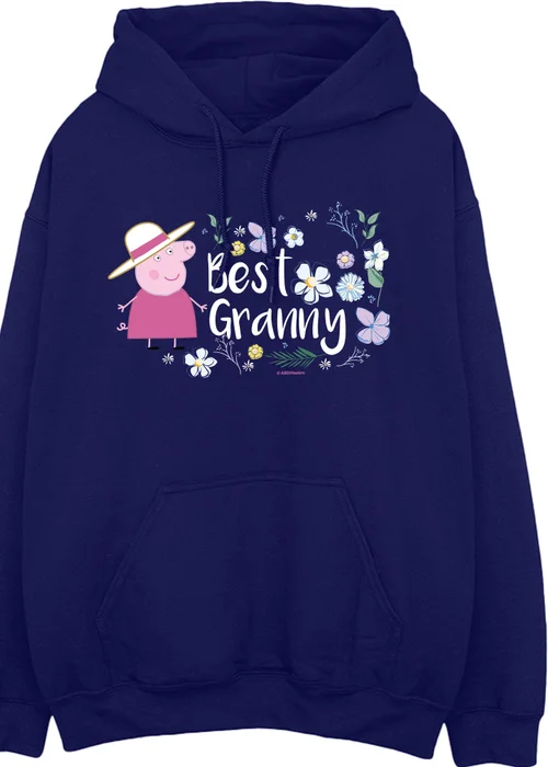 Peppa Pig Best Granny Navy Blue Graphic Hoodie - Small Image 2