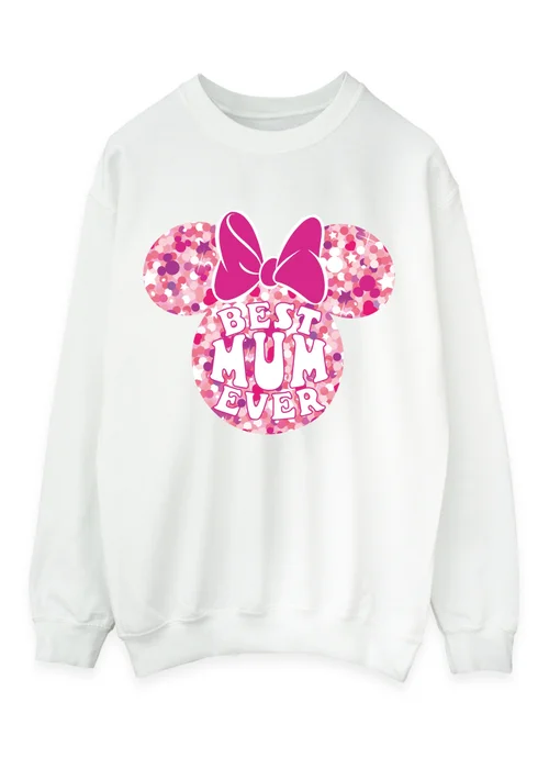 Disney Minnie Mouse Best Mum Ever White Graphic Sweatshirt - Extra Large Image 1