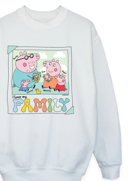 Peppa Pig Family Photo Girls White Graphic Sweatshirt (3-13 Years) - Age 5-6 Years Image 2