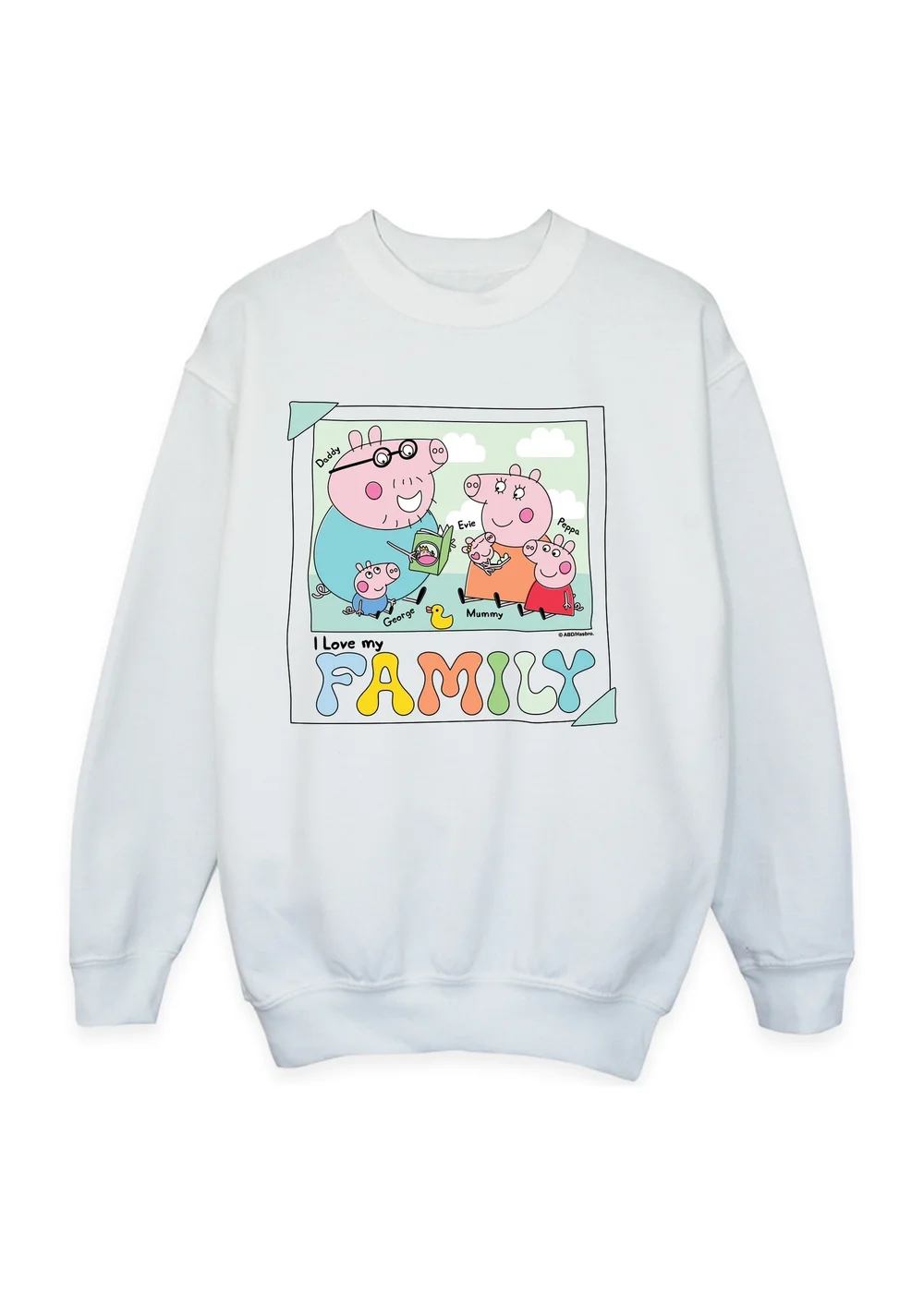 Peppa Pig Family Photo Girls White Graphic Sweatshirt (3-13 Years) - Age 5-6 Years Image 1