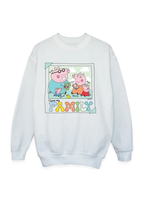 Peppa Pig Family Photo Girls White Graphic Sweatshirt (3-13 Years) - Age 5-6 Years Image 1