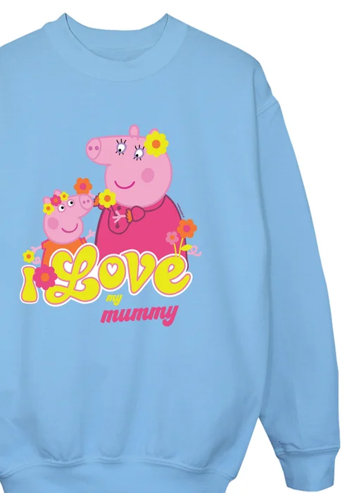 Peppa Pig Love My Mummy Girls Baby Blue Graphic Sweatshirt (3-13 Years) - Age 3-4 Years Image 2