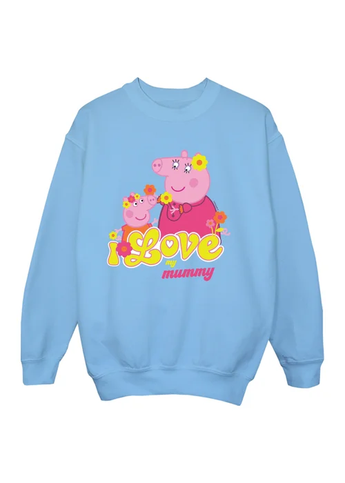 Peppa Pig Love My Mummy Girls Baby Blue Graphic Sweatshirt (3-13 Years) - Age 3-4 Years Image 1