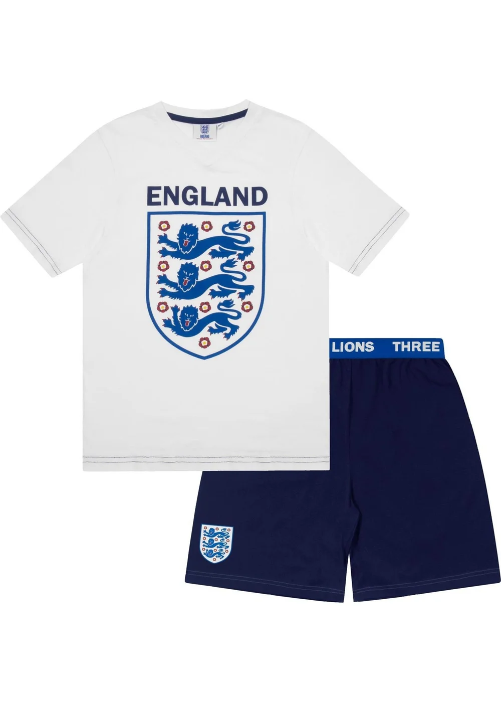 England FA Boys White Short Pyjama Set (6-13yrs) - Age 8-9 Years Image 1