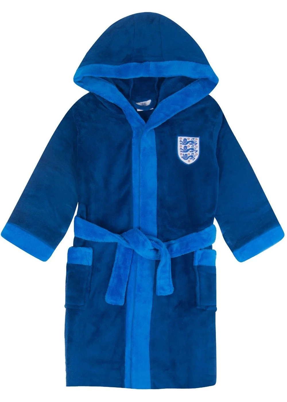 England Boys Blue Crest Fleece Dressing Gown (3-14yrs) - Age 7-8 Years Image 1