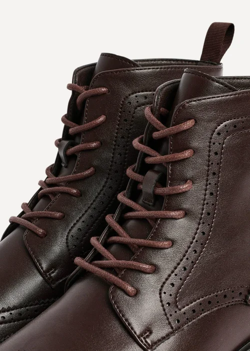 Linzi Leonardo Mens Brown Faux Leather Brogue Boots - Size 6 Image 4