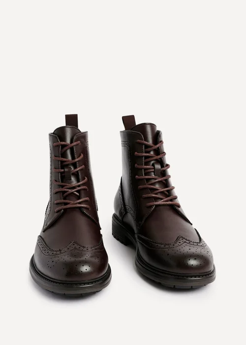 Linzi Leonardo Mens Brown Faux Leather Brogue Boots - Size 6 Image 3