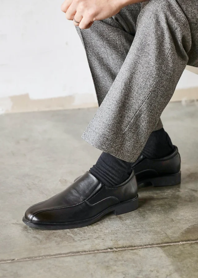 Linzi Diego Mens Black Faux Leather Panel Slip-On Shoes