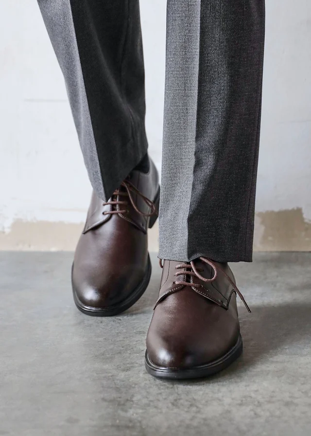 Linzi Angelo Mens Dark Brown Faux Leather Lace-Up Shoes